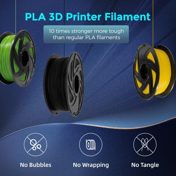 Voxelab 3D Printer Filament, 1.75mm PLA Pro (PLA+) Filament, Dimensional Accuracy +/- 0.02 mm, 3D Printing Material 1kg/ Spool, Compatible with FDM 3D Printer/Pen, Black - Image 4
