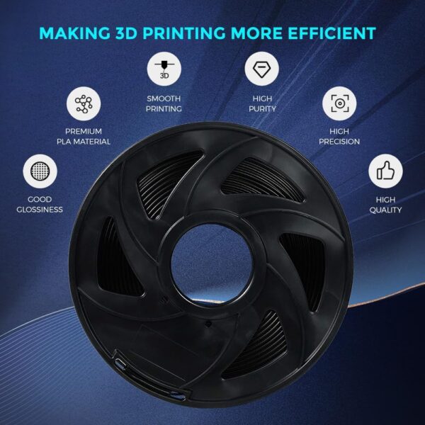 Voxelab 3D Printer Filament, 1.75mm PLA Pro (PLA+) Filament, Dimensional Accuracy +/- 0.02 mm, 3D Printing Material 1kg/ Spool, Compatible with FDM 3D Printer/Pen, Black - Image 6