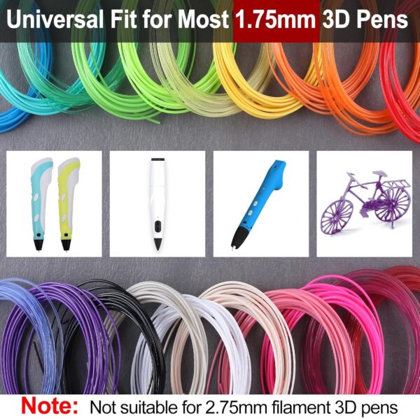 3D Pen Filament Refills 20 Colors, 16.4 ft(5M) Per Color Total 328 ft, 1.75mm 3D Pen PLA Filament Refill with 2 Finger Caps Fit for MYNT3D PIKA3D SCRIB3D Pen for Making Models Art Sculptures - Image 3