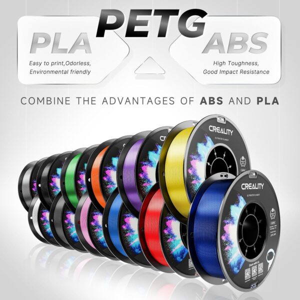 Official Creality PETG 3D Printer Filament 1.75mm 4KG (8.8lbs), High Precision, Strong Toughness, Odorless, Better Flow, Moistureproof 3D Printing CR PETG Filament, Black+White+Red+Blue - Image 3