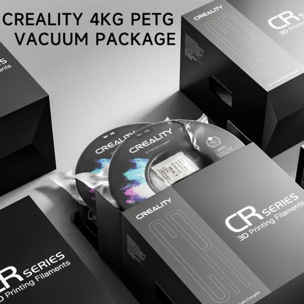 Official Creality PETG 3D Printer Filament 1.75mm 4KG (8.8lbs), High Precision, Strong Toughness, Odorless, Better Flow, Moistureproof 3D Printing CR PETG Filament, Black+White+Red+Blue - Image 5