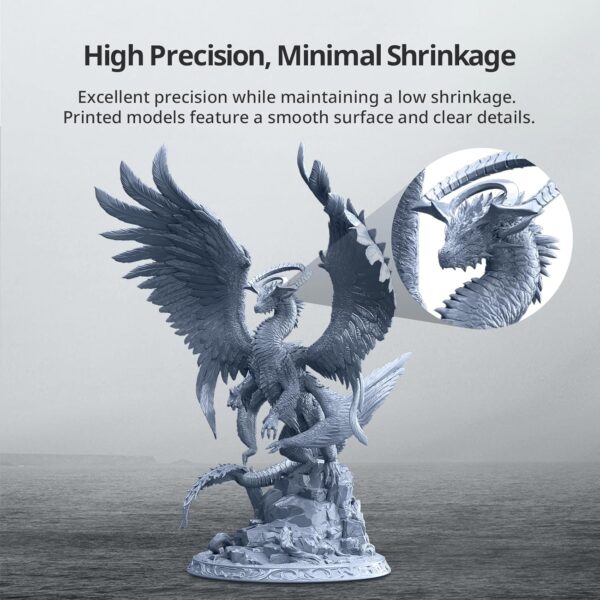 ANYCUBIC Tough Resin 2.0, 3D Printer Resin with Upgraded High Toughness and High Precision, 365-405nm Fast Curing 3D Resin for 4K 8K LCD/DLP/SLA 3D Printing (Grey, 1kg) - Image 3