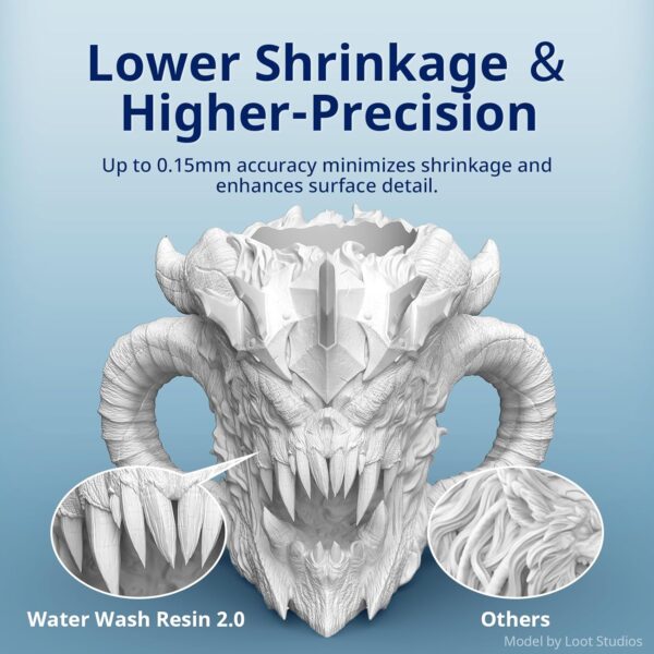 ANYCUBIC Water Washable Resin 2.0 Bundle, 3D Printer Resin with Low Viscosity and Fast Printing, 405nm High Precision 3D Resin, 8K Capable LCD DLP 3D Printing (Grey+Grey, 2kg) - Image 4