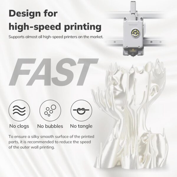 AMOLEN Silk PLA Filament 1.75mm 3D Printer filaments, Shiny White Filament for 3D Printing, 1kg(2.2lbs) Spool, Compatible with Most Printer(Silk White) - Image 4