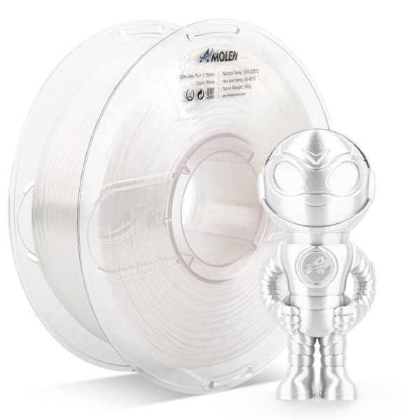 AMOLEN Silk PLA Filament 1.75mm 3D Printer filaments, Shiny White Filament for 3D Printing, 1kg(2.2lbs) Spool, Compatible with Most Printer(Silk White) - Image 7