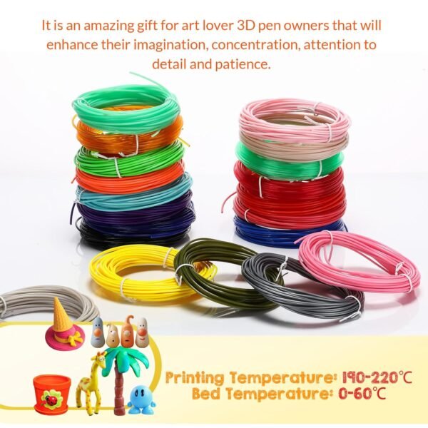 Pangda 40 Bright Colors 1.75mm 3D Printer PLA Filament Bundle Silk Each Color 16 Feet, Total 640 Feet 3D Pen Filament Refill for Halloween Crafting Decorations - Image 3