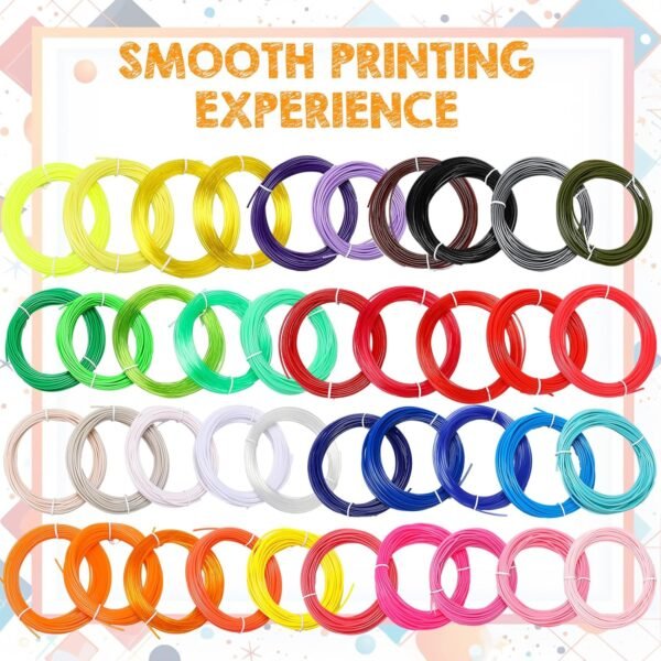 Pangda 40 Bright Colors 1.75mm 3D Printer PLA Filament Bundle Silk Each Color 16 Feet, Total 640 Feet 3D Pen Filament Refill for Halloween Crafting Decorations - Image 4