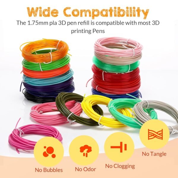 Pangda 40 Bright Colors 1.75mm 3D Printer PLA Filament Bundle Silk Each Color 16 Feet, Total 640 Feet 3D Pen Filament Refill for Halloween Crafting Decorations - Image 5