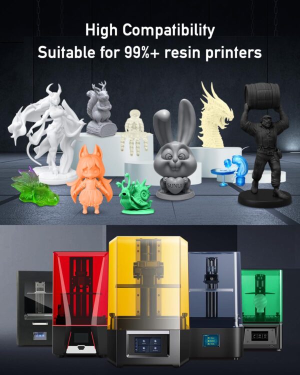 SUNLU 2000G ABS Like Resin For 3D Printer, 405nm UV Curing Photopolymer Rapid 3D Resin For 2K 4K 6K 8K LCD/DLP/SLA 3D Printers, Non-Brittle & High Precision & Low Shrinkage, 2KG, Grey - Image 8