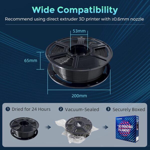 FLASHFORGE PLA Flexible 1.75 mm, 4X longer stretch 3D Printer Filament 1Kg (2.2lbs) Spool - Dimensional Accuracy +/- 0.02 mm, Ideal for Printing Soft Accessories - Image 6