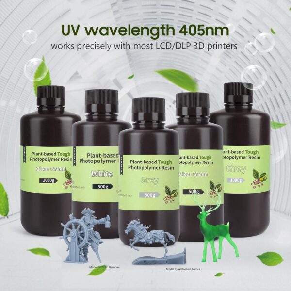 ELEGOO ABS-Like Plant-Based 3D Printer Resin with Low Odor and High Precision, 405nm UV Curing Resin for Mars Saturn Jupiter MSLA DLP LCD 3D Printing - Grey 2000g - Image 4