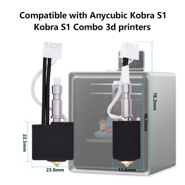 Hotend Kit for Anycubic Kobra S1, 3D Printer Quick Swap Ceramic Composite Throat Tube Hotend Kit with 2PCS 0.4mm Brass Nozzzles for Anycubic Kobra S1, S1 Combo - Image 7