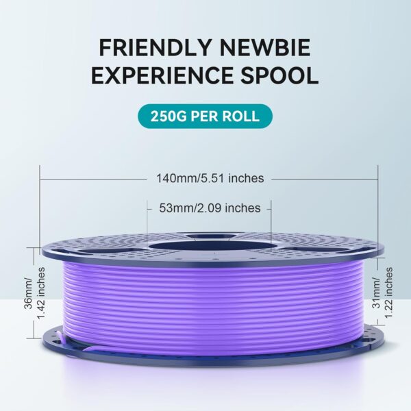 250g PLA Filament 1.75mm Bundle, SUNLU 3D Printer Filament Neatly Wound, Individually Vacuum Packed, 250g Spool, 8 Rolls, White+Red+Orange+Yellow+Green+Blue+Cyan+Purple - Image 3