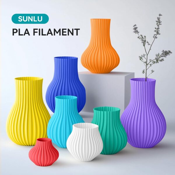250g PLA Filament 1.75mm Bundle, SUNLU 3D Printer Filament Neatly Wound, Individually Vacuum Packed, 250g Spool, 8 Rolls, White+Red+Orange+Yellow+Green+Blue+Cyan+Purple - Image 5