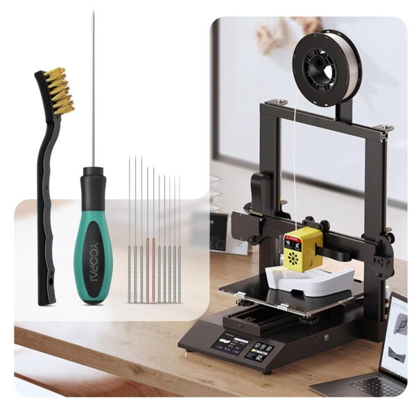 YOOPAI 3D Printer Nozzle Cleaning Kit, 3D Printer Cleaning Kit with Soft Rubber Handle, 0.4mm Nozzle Cleaning Needles and Copper Wire Brush, 3D Printer Tools Kit for 1.75mm Nozzles - Image 7