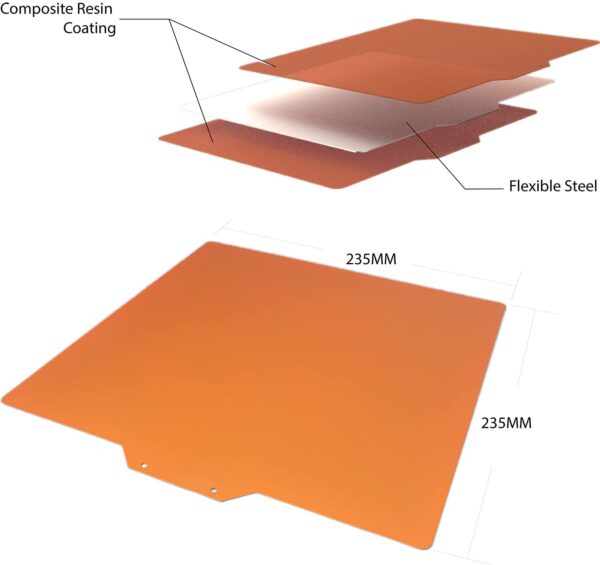 3D Printer Flexible Steel Platform,Double Sided Magnetic Flexible Heated Bed, Ender 3 Bed, Composite-Resin Build Plate,235x235mm for Ender 3 Pro,Ender 3 V2 - Image 3