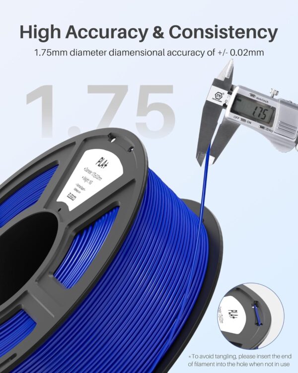 ELEGOO PLA+ Filament 1.75mm White 1KG, High Toughness PLA Plus 3D Printer Filament Dimensional Accuracy +/- 0.02mm, 1kg Spool(2.2lbs) for Most FDM 3D Printers - Image 3