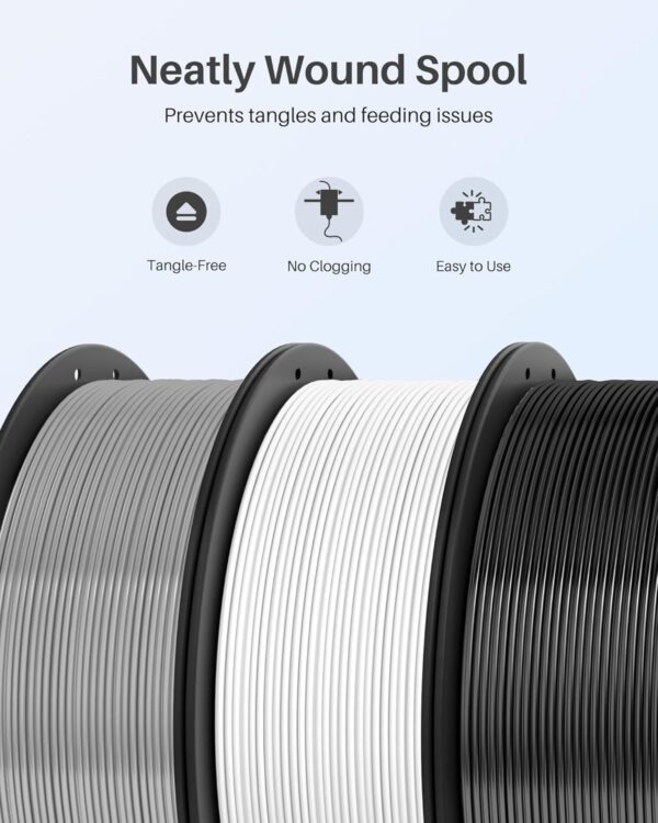 ELEGOO PLA+ Filament 1.75mm White 1KG, High Toughness PLA Plus 3D Printer Filament Dimensional Accuracy +/- 0.02mm, 1kg Spool(2.2lbs) for Most FDM 3D Printers - Image 4
