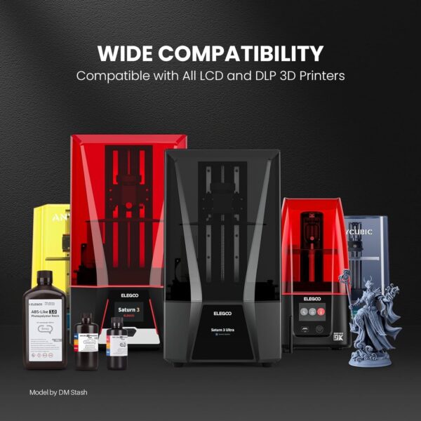 ELEGOO ABS-Like 3D Printer Resin 3.0, 405nm UV Curing Photopolymer Resina for Mars Saturn Jupiter MSLA DLP LCD Impresora with High Strength and Toughness, Low Viscosity, Grey 2000g - Image 6