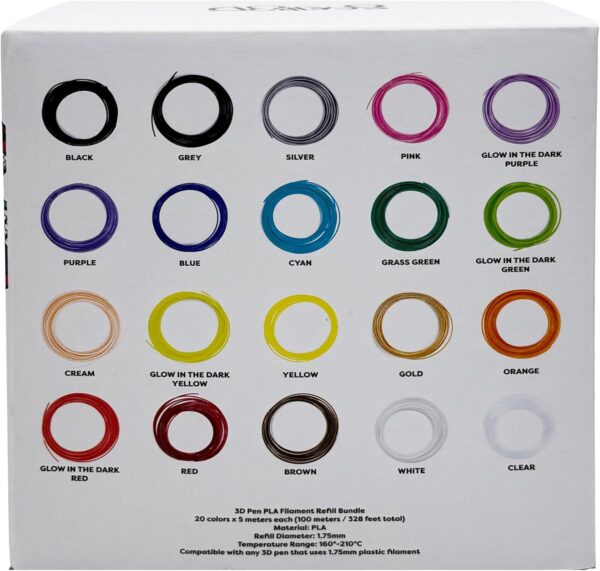 SCRIB3D Pen Filament Refills, 20 Colors, 16 Feet Per Color, 1.75mm PLA, Works with SCRIB3D, PIKA3D, MYNT3D and Most Other 3D Printing pens - Image 3