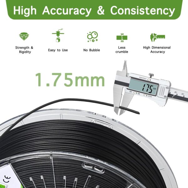 YXPOLYER PLA Plus Filament Food-Grade pla+ PLA Plus 3D Printing Filament 1.75 mm 1kg 2.2lbs with Reusable PC Spool, Modified 3D Printer Filament for Most FDM 3D Printers - Image 3