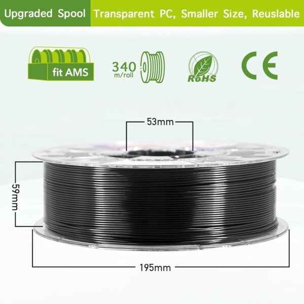 YXPOLYER PLA Plus Filament Food-Grade pla+ PLA Plus 3D Printing Filament 1.75 mm 1kg 2.2lbs with Reusable PC Spool, Modified 3D Printer Filament for Most FDM 3D Printers - Image 4