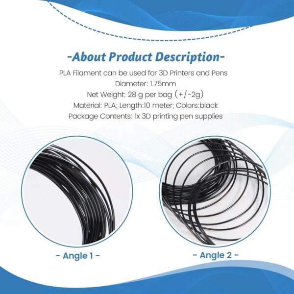 3D Printer Pen Filament 1.75mm PLA 10m(Black PLA) - Image 8