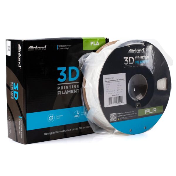 INLAND PLA Filament 1.75mm - White PLA 3D Printer Filament, Dimensional Accuracy +/- 0.03mm - 1kg Cardboard Spool (2.2 lbs) – FDM 3D Printing - Image 8