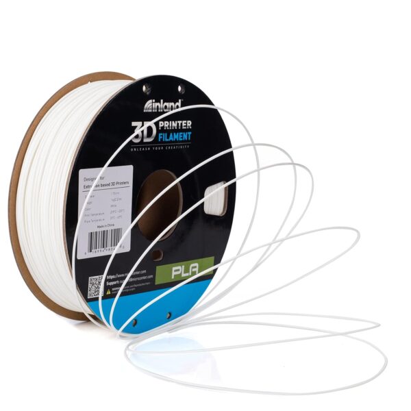 INLAND PLA Filament 1.75mm - White PLA 3D Printer Filament, Dimensional Accuracy +/- 0.03mm - 1kg Cardboard Spool (2.2 lbs) – FDM 3D Printing - Image 10