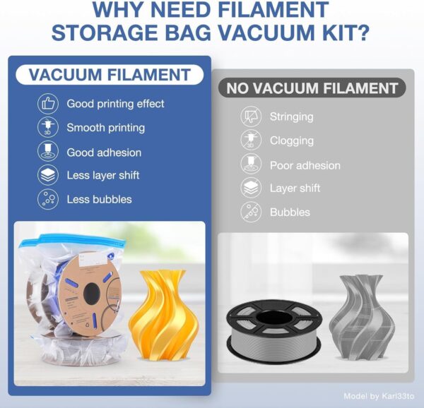ELEGOO Filament Storage Bags, 20 Bags Vacuum Sealed Dust Proof Humidity Resistant, Perfect for 3D Printer Filament Storage and Keep Filament Dry (13.8x12.6 inch) No Pump Included - Image 6