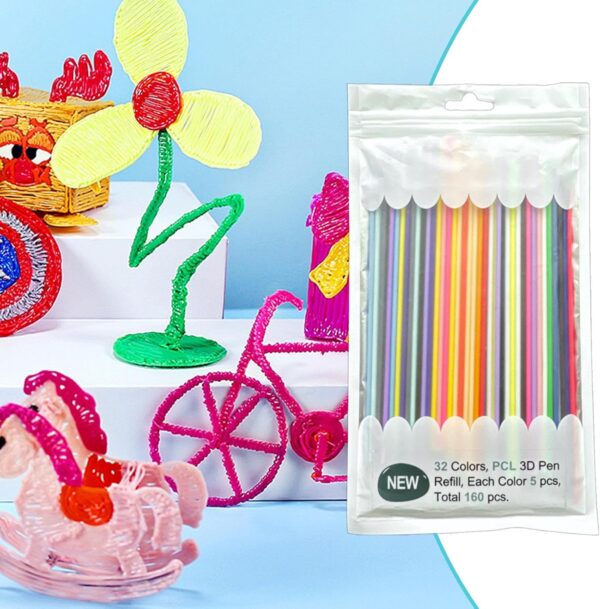 32 Colors 3 D Pen Filament Refill for 3 Doodler Start Pen, Low Print Temperature Filament Only Fit for 3 Doodler Start 3 D Pen, 15 cm, 160 Piece - Image 6