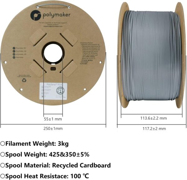 Polymaker Polymax Tough PC Filament 1.75mm, Black Polycarbonate Filament 1.75mm 3kg Cardboard Spool - 3D Printer Polycarbonate PC Filament, Tough & High Heat Resistant Black PC Filament - Image 6