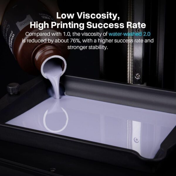 ELEGOO Water Washable 3D Printer Resin 2.0, Fast Curing Photopolymer Resin for Mars Saturn Jupiter MSLA DLP LCD 3D Printing, 385-405nm UV Curing 3D Printing Liquid, Ceramic Grey 1000g - Image 6