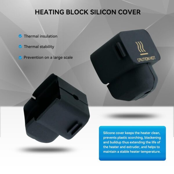 3D Printer Hotend 5pcs Black Silicone Sock Heater Block Silicone Cover for Bambulab A1 / A1 Mini 3D Printer Replacement Accessories - Image 6