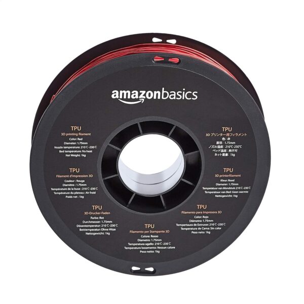 Amazon Basics TPU 3D Printer Filament, 1.75 mm, Red, 1 kg Spool (2.2 lbs) - Image 6