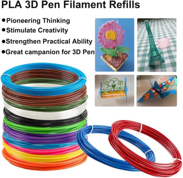 Diameter 1.75mm PLA 3D Pen Filament Refills - compatibles with Most 3D Pens/Printers, Non-Toxic, Environmentally Friendly, 5 Vibrant Colors - Set C - Image 5