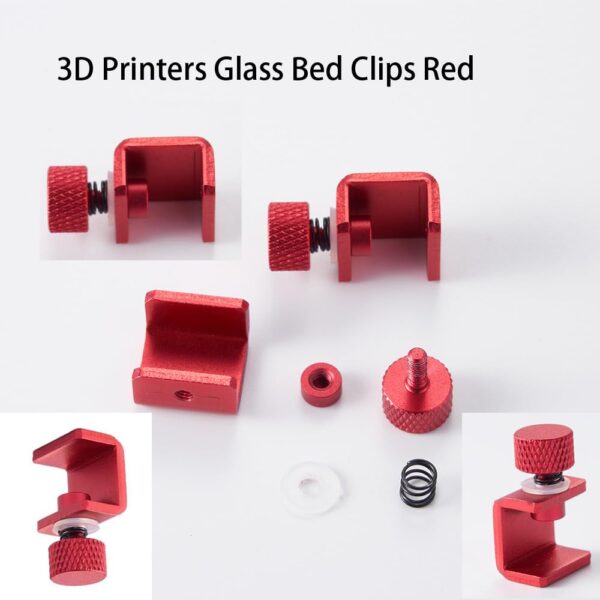 4Pcs Ender 3 Pro Glass Bed Clips Red, Ender 3 Build Plate Clips Adjustable 3D Printer Bed Clips Use for Ender 3S/Ender 3 V2/Ender 3 Pro/Ender 3 Max Neo,Ender 5, CR-10 3D Printer Bed Leveling, - Image 5