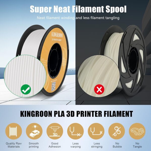 Kingroon High Speed PLA 3D Printer Filament 1.75mm, 3D Printer Rapid Filament for 30-600mm/s Hyper Printing Filament, Dimensional Accuracy +/- 0.03 mm, 16 kg Plastic Spool (35.2lbs（Mixed Colors） - Image 6