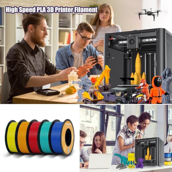 Kingroon High Speed PLA 3D Printer Filament 1.75mm, 3D Printer Rapid Filament for 30-600mm/s Hyper Printing Filament, Dimensional Accuracy +/- 0.03 mm, 16 kg Plastic Spool (35.2lbs（Mixed Colors） - Image 9
