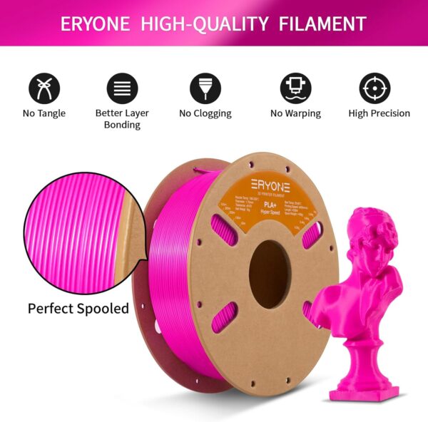 ERYONE High Speed PLA Plus Filament 1.75mm +/- 0.03mm, Rapid Filament PLA+ for Fast Printing, 30-500mm/s 3D Printing Filament Fit Most FDM Printer, 1kg (2.2LBS) / Spool, Magenta - Image 5