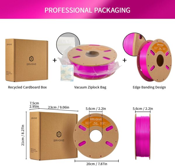 ERYONE High Speed PLA Plus Filament 1.75mm +/- 0.03mm, Rapid Filament PLA+ for Fast Printing, 30-500mm/s 3D Printing Filament Fit Most FDM Printer, 1kg (2.2LBS) / Spool, Magenta - Image 6