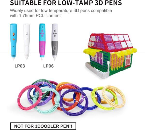 30 Colors 3D Pen Filament Riflls 1.75mm PCL Filament Refills for MYNT3D Junior2 3D Pen NOT Fit 3Doodler Start Pen Per Color 10Ft Total 300Ft - Image 5