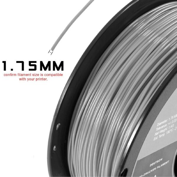 HATCHBOX 1.75mm Cool Gray TPU 3D Printer Filament Shore 95A, 1 KG Spool, Dimensional Accuracy +/- 0.03 mm, 3D Printing Filament - Image 3