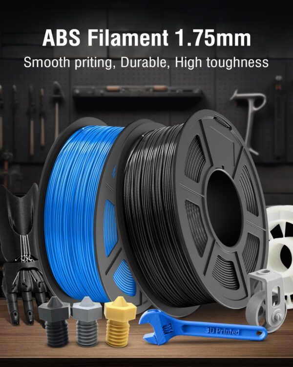 SUNLU ABS Filament 1.75mm 3D Printer Filament Bundle Multicolor, Individually Vacuum Packed, 2kg in Total, 0.25kg per Spool, 8 Pack, 8 Colors, Black+White+Grey+Blue+Yelllow+Green+Red+Orange - Image 5
