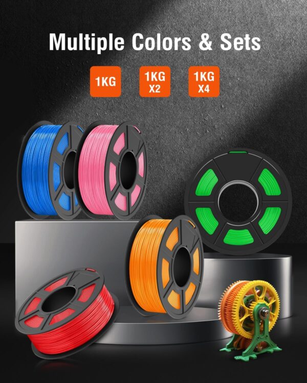 SUNLU ABS Filament 1.75mm 3D Printer Filament Bundle Multicolor, Individually Vacuum Packed, 2kg in Total, 0.25kg per Spool, 8 Pack, 8 Colors, Black+White+Grey+Blue+Yelllow+Green+Red+Orange - Image 9