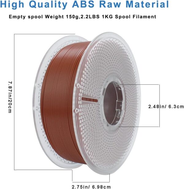 3D Printer Filament 1.75mm, Neatly & Strong 1.75mm Filament for 3D Printing, Accuracy +/- 0.02mm 1KG Spool(2.2lbs), ABS Brown 1KG - Image 4