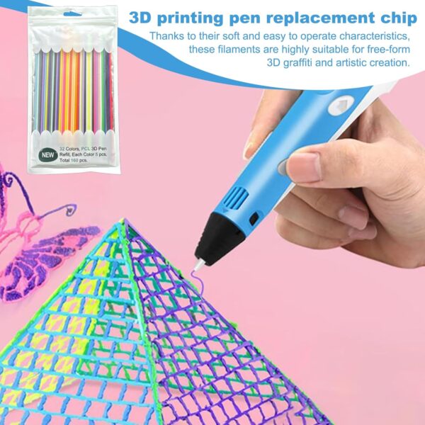 3D Pen Filament Refills, 32-Color Filament for Printer, 160pcs Vibrant Colors Painting Pen Filament, 3D Doodler Pen Refills for Pen, 3D Printer - Image 5