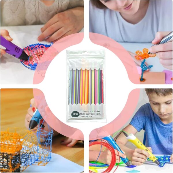 3D Pen Filament Refills, 32-Color Filament for Printer, 160pcs Vibrant Colors Painting Pen Filament, 3D Doodler Pen Refills for Pen, 3D Printer - Image 7