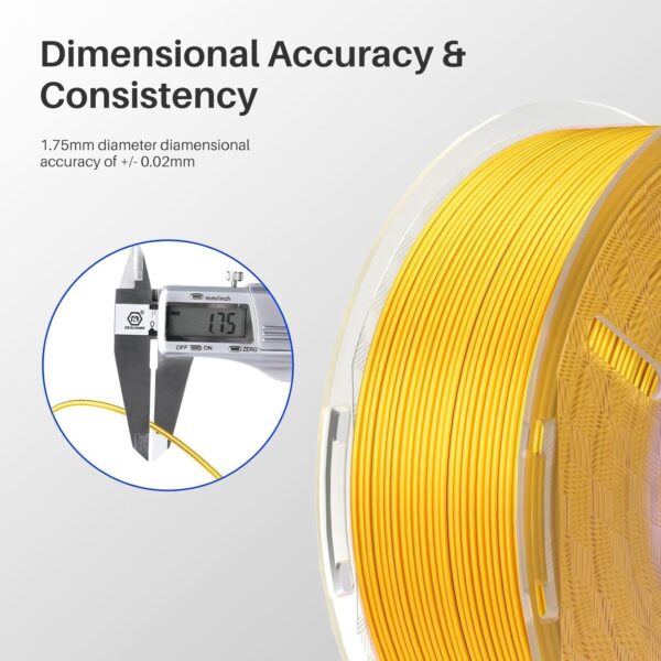 ELEGOO Silk PLA Filament 1.75mm Silver Grey 1KG, 3D Printer Filament Dimensional Accuracy +/- 0.02mm, 1kg Plastic Spool(2.2lbs) 3D Printing Filament Fits for Most FDM 3D Printers - Image 4