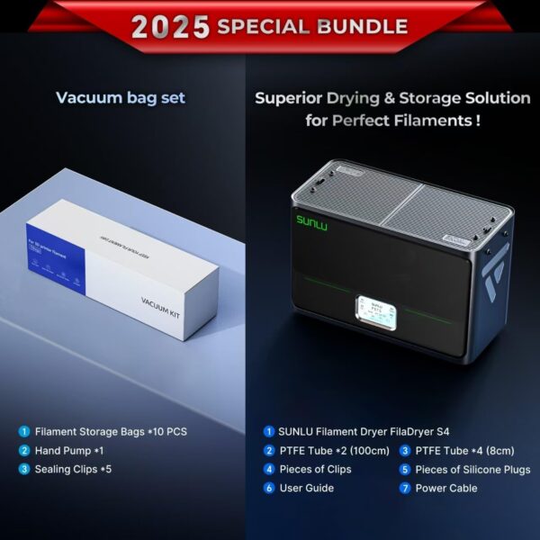 【2025 Special Bundle】SUNLU Official Filament Dryer Box S4,Four-Spool 3D Printer Dehydrator with Rapid Heating, Auto Humidity Control, and Advanced Triple Fan Upgrade, Fits PLA,PETG,ABS,TPU,PA,etc. - Image 6